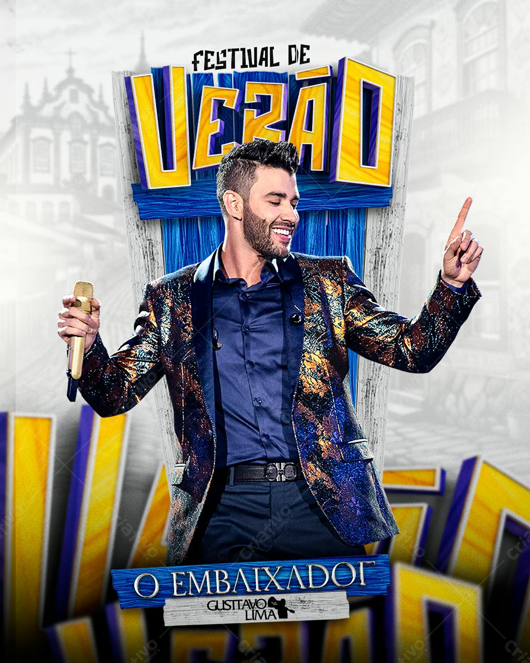Flyer Festival de Verão Gustavo Lima PSD Editável