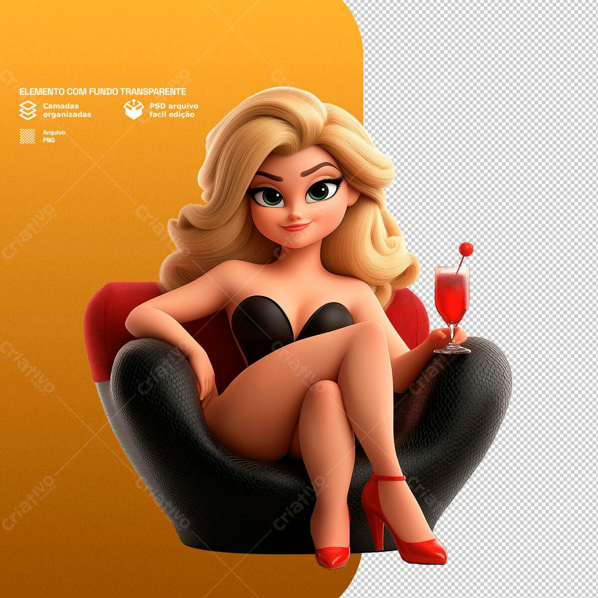 Elemento para Design de Personagem Cartoon PSD Editável