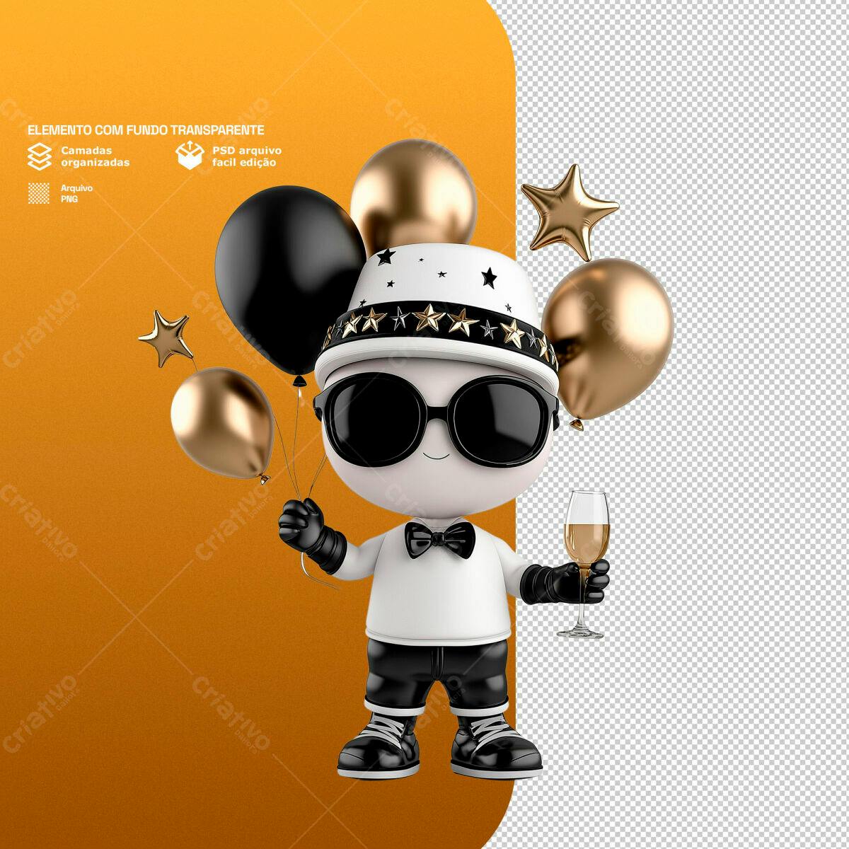 Personagem Aniversário PSD Editável