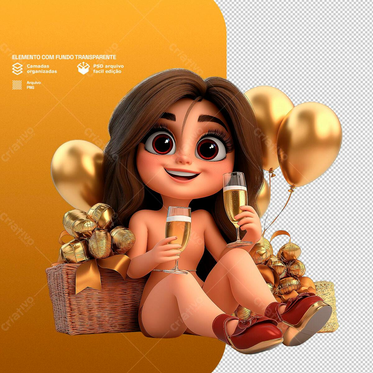 Ilustração Celebrativa de Aniversário PSD Editável