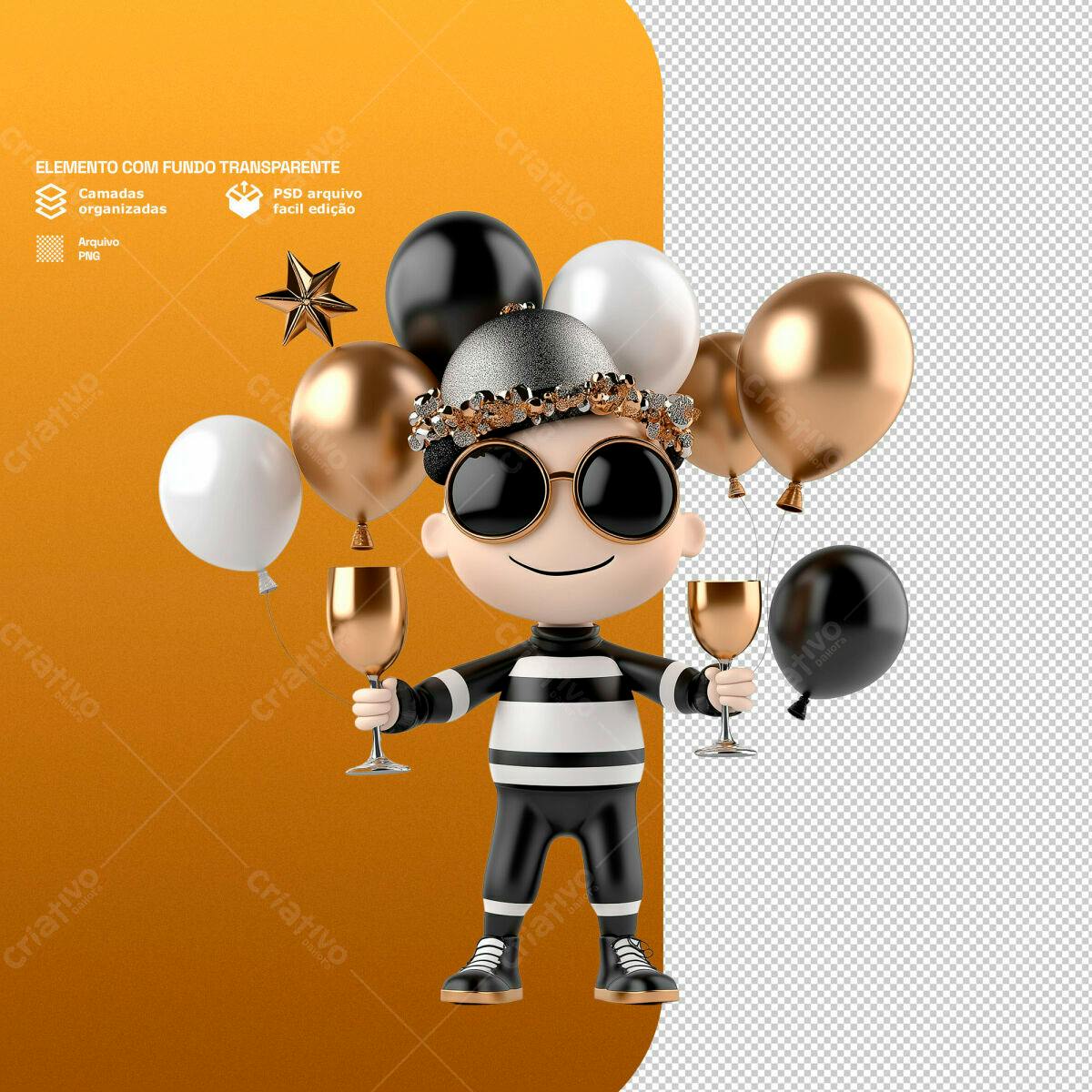 Personagem Festa Adulto PSD Editável