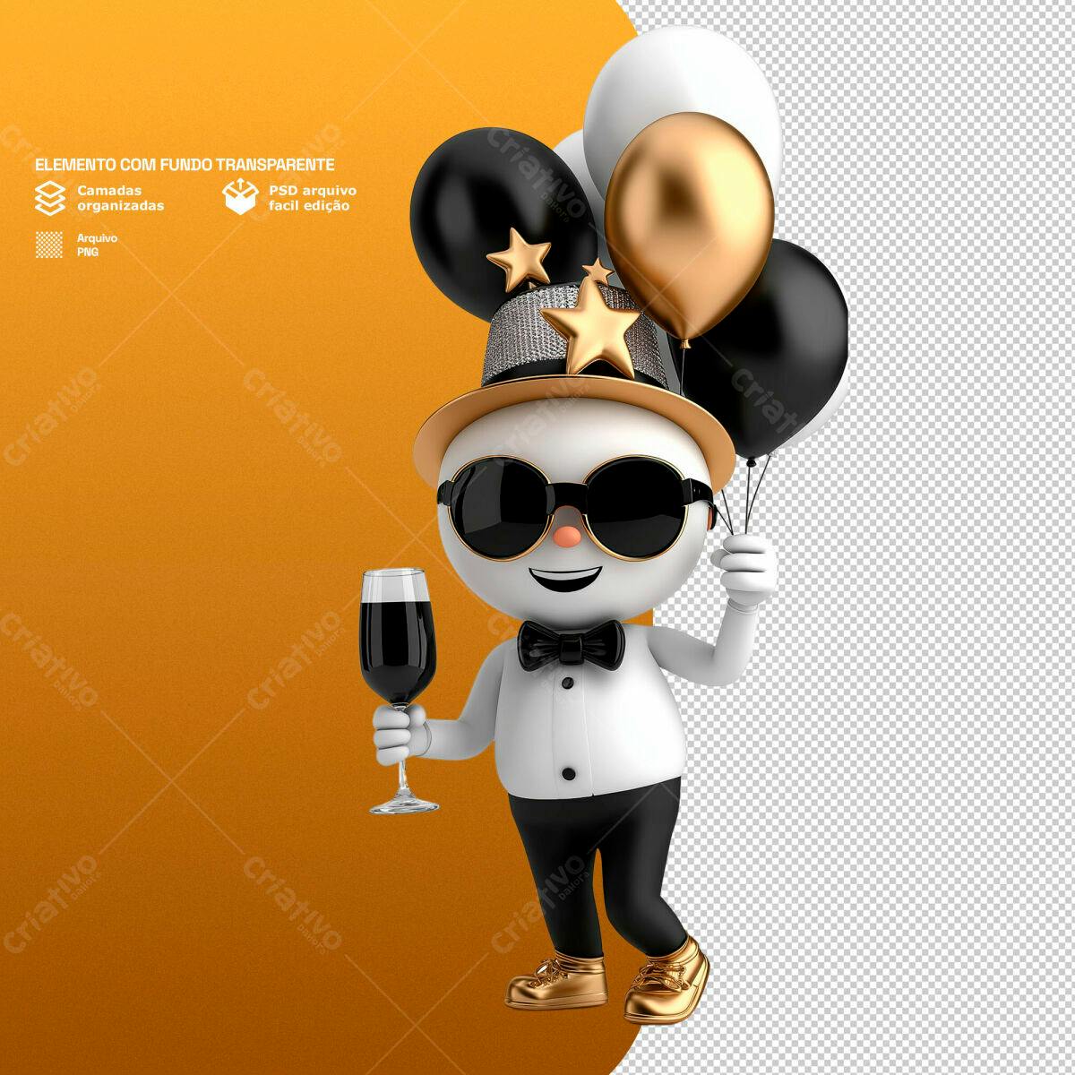 Personagem Aniversário PSD Editável