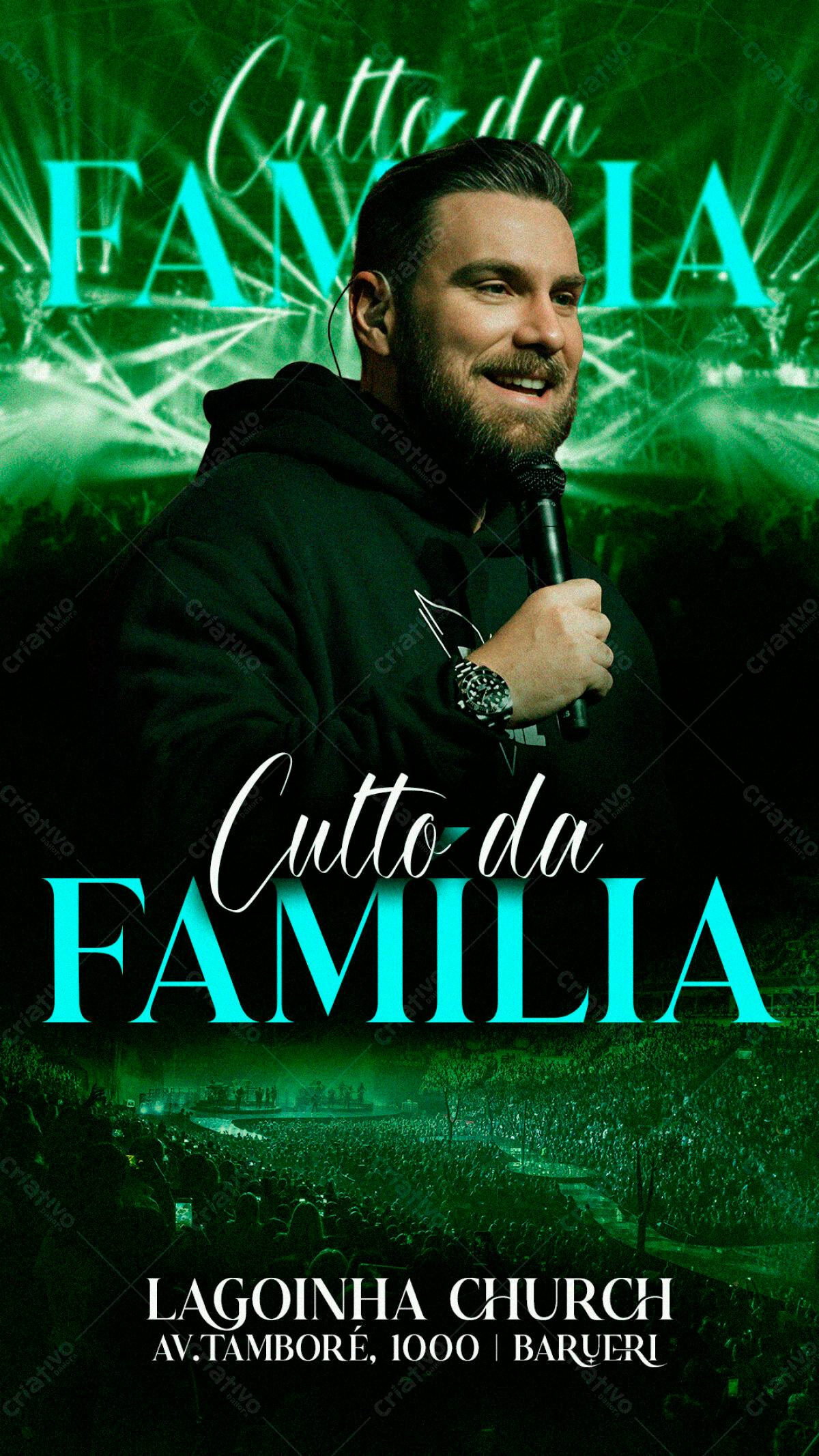 Flyer para Evento Gospel Cutto da Família PSD Editável