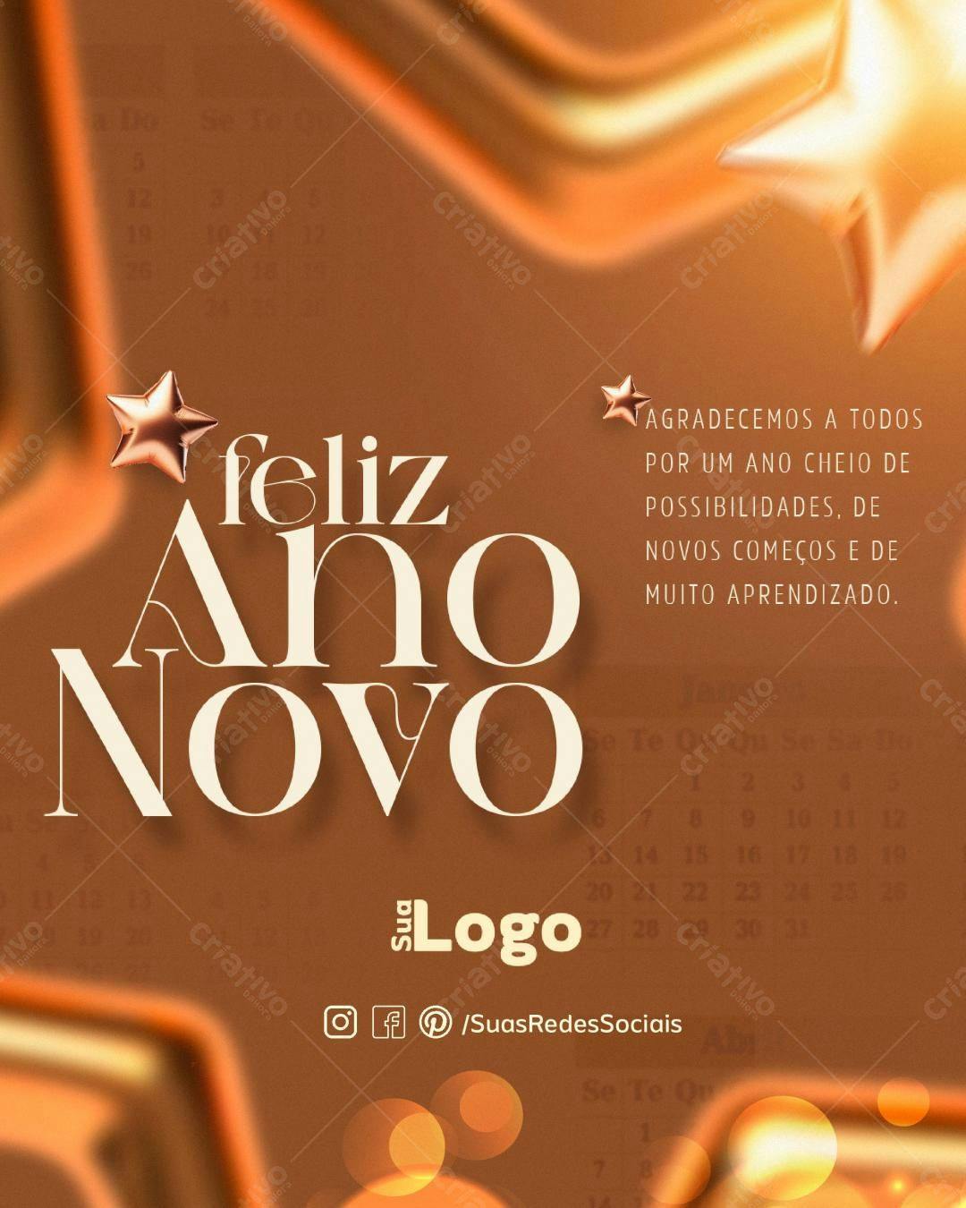 Flyer Feliz Ano Novo PSD Editável