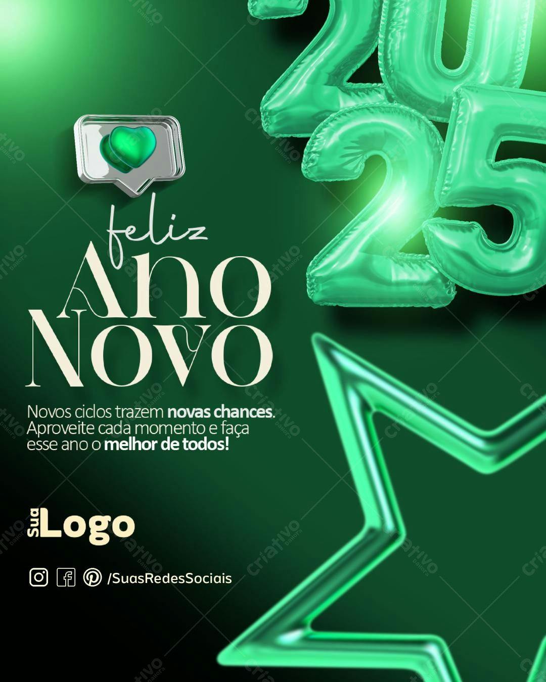Flyer Feliz Ano Novo 2025 PSD Editável
