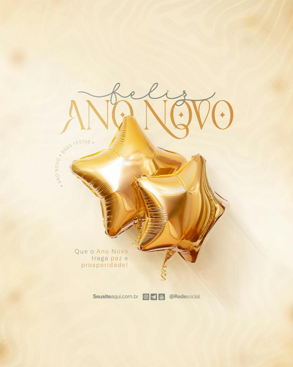 Feliz Ano Novo Reveillon Boas Festas Social Media Psd Editável
