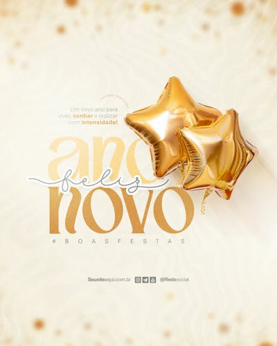 Feliz Ano Novo Reveillon Boas Festas Social Media Psd Editável