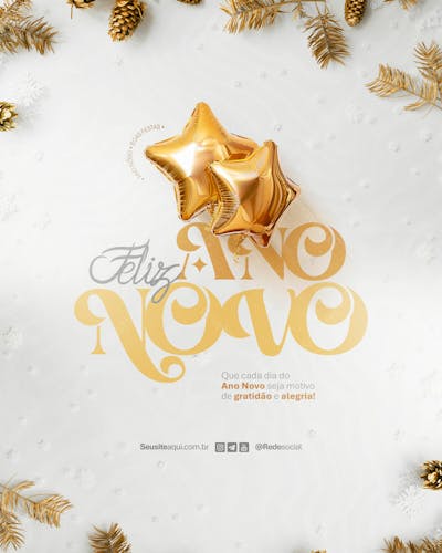 Feliz Ano Novo Reveillon Boas Festas Social Media Psd Editável