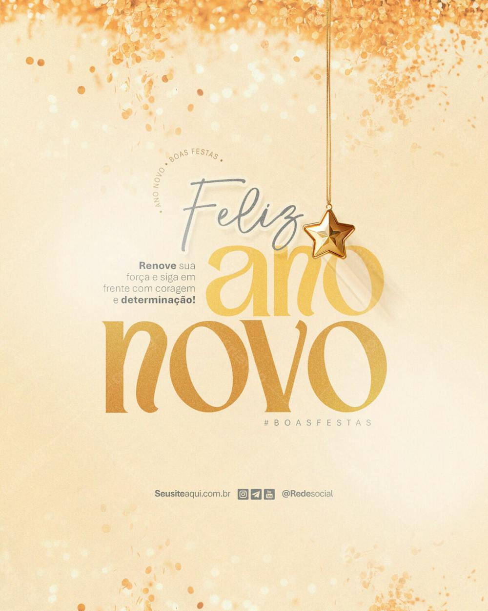 Feliz Ano Novo Reveillon Boas Festas Social Media Psd Editável