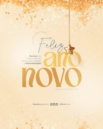 Feliz Ano Novo Reveillon Boas Festas Social Media Psd Editável