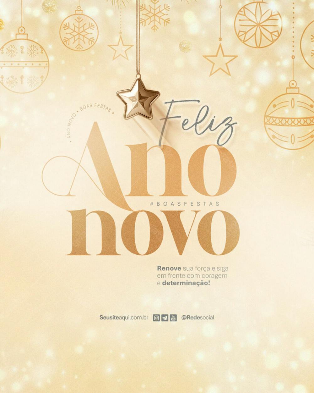 Feliz Ano Novo Reveillon Boas Festas Social Media Psd Editável