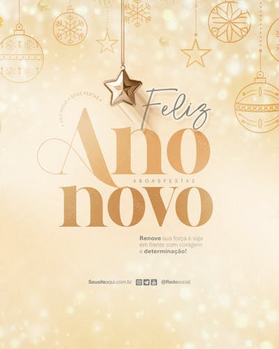 Feliz Ano Novo Reveillon Boas Festas Social Media Psd Editável