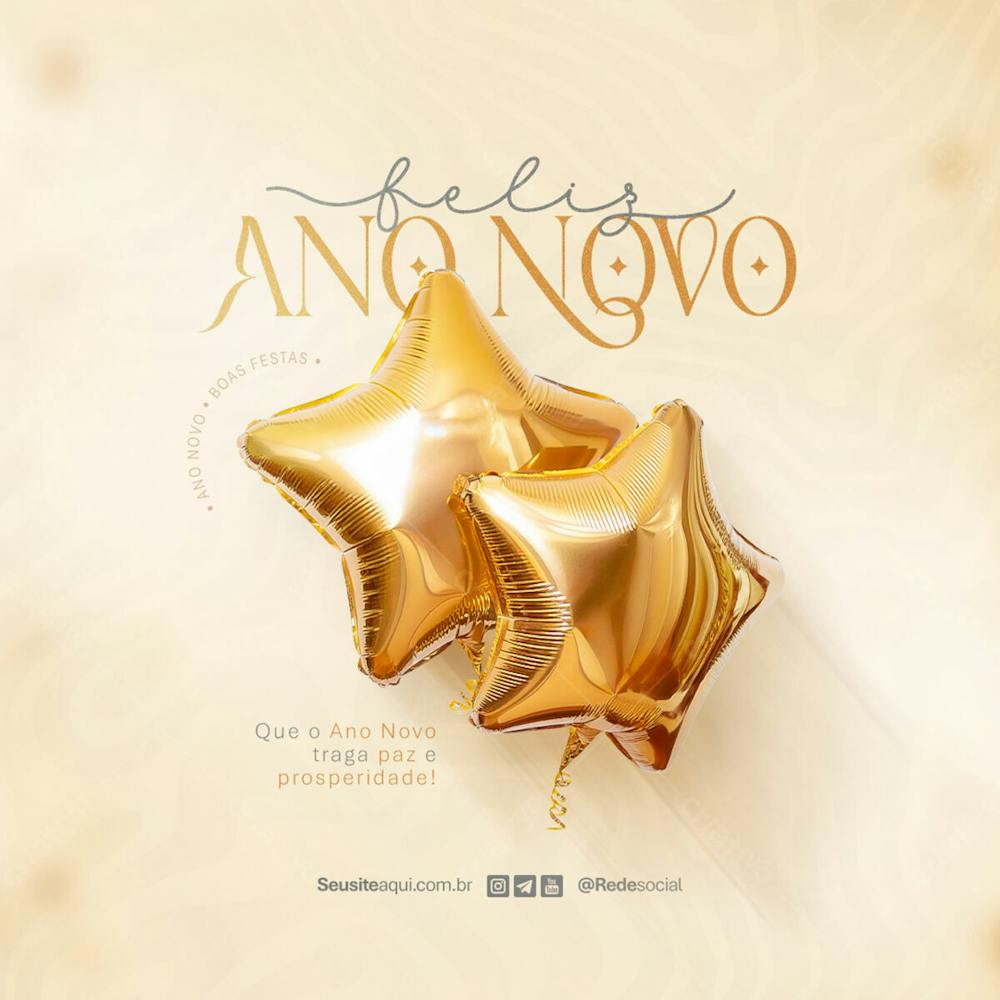Feliz Ano Novo Reveillon Boas Festas Social Media Psd Editável