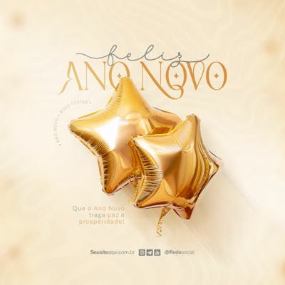 Feliz Ano Novo Reveillon Boas Festas Social Media Psd Editável