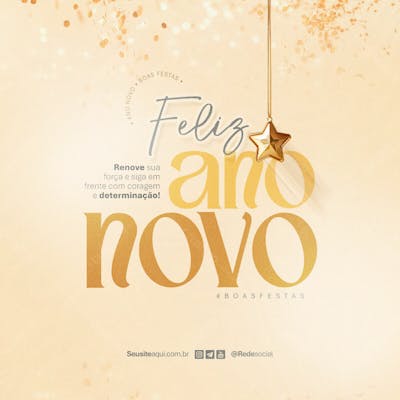 Feliz Ano Novo Reveillon Boas Festas Social Media Psd Editável