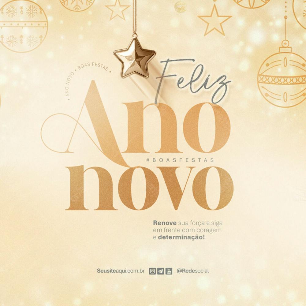 Feliz Ano Novo Reveillon Boas Festas Social Media Psd Editável