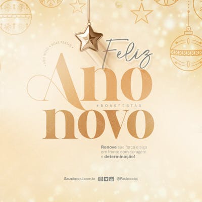 Feliz Ano Novo Reveillon Boas Festas Social Media Psd Editável