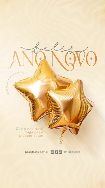 Feliz Ano Novo Reveillon Boas Festas Social Media Psd Editável