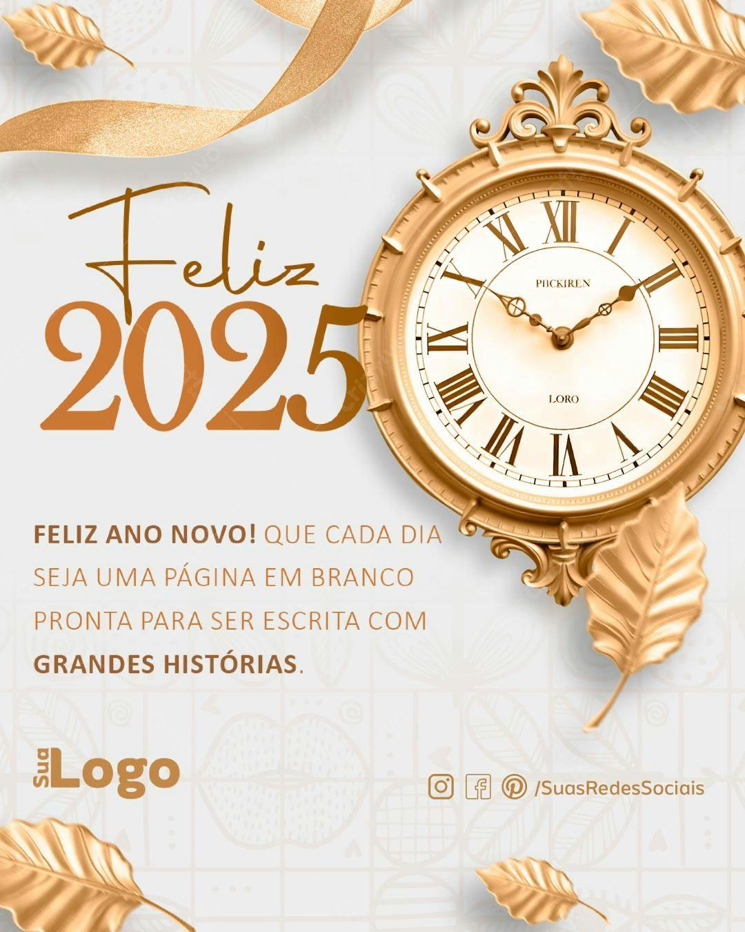 Postagem Feliz Ano Novo 2025 PSD Editável