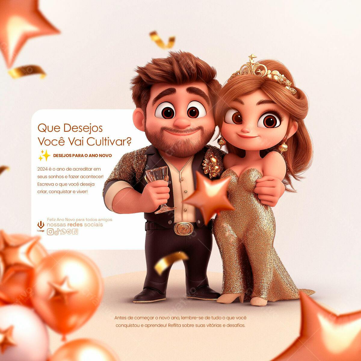PSD para Ano Novo com Casal Romântico PSD Editável