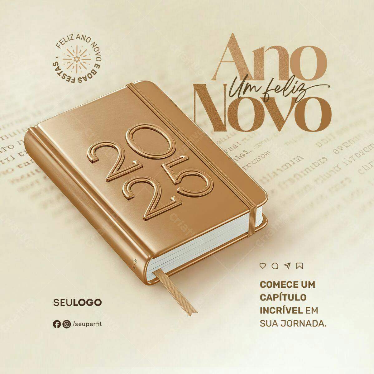 Capa para Agenda 2025 Ano Novo PSD Editável