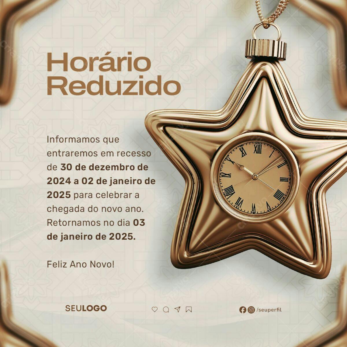 Postagem de Recesso de Fim de Ano PSD Editável