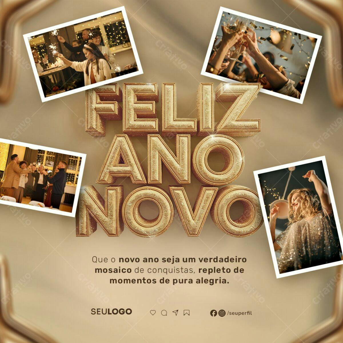 Postagem Feliz Ano Novo PSD Editável