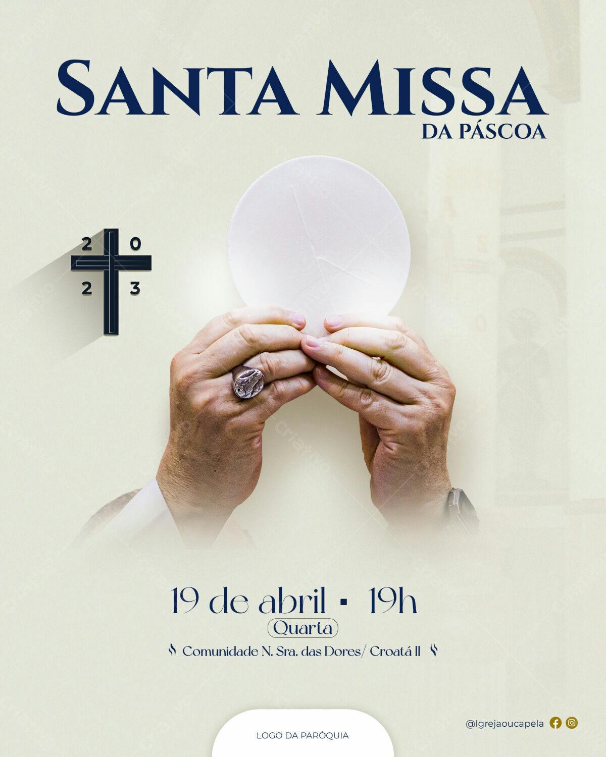 Flyer para Santa Missa da Páscoa PSD Editável
