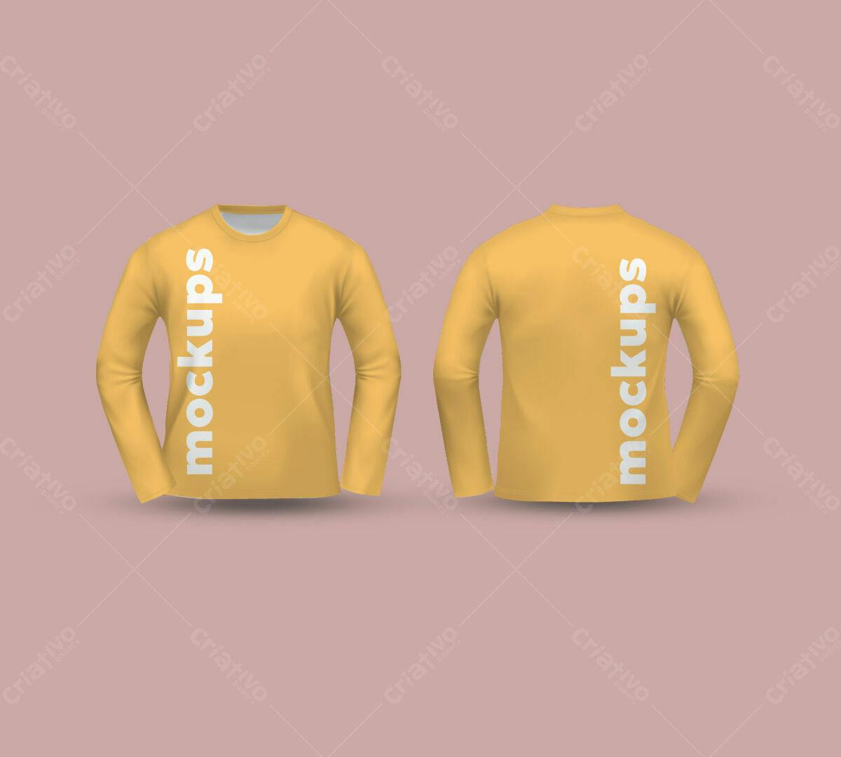 Camiseta Manga Longa Amarela PSD Editável