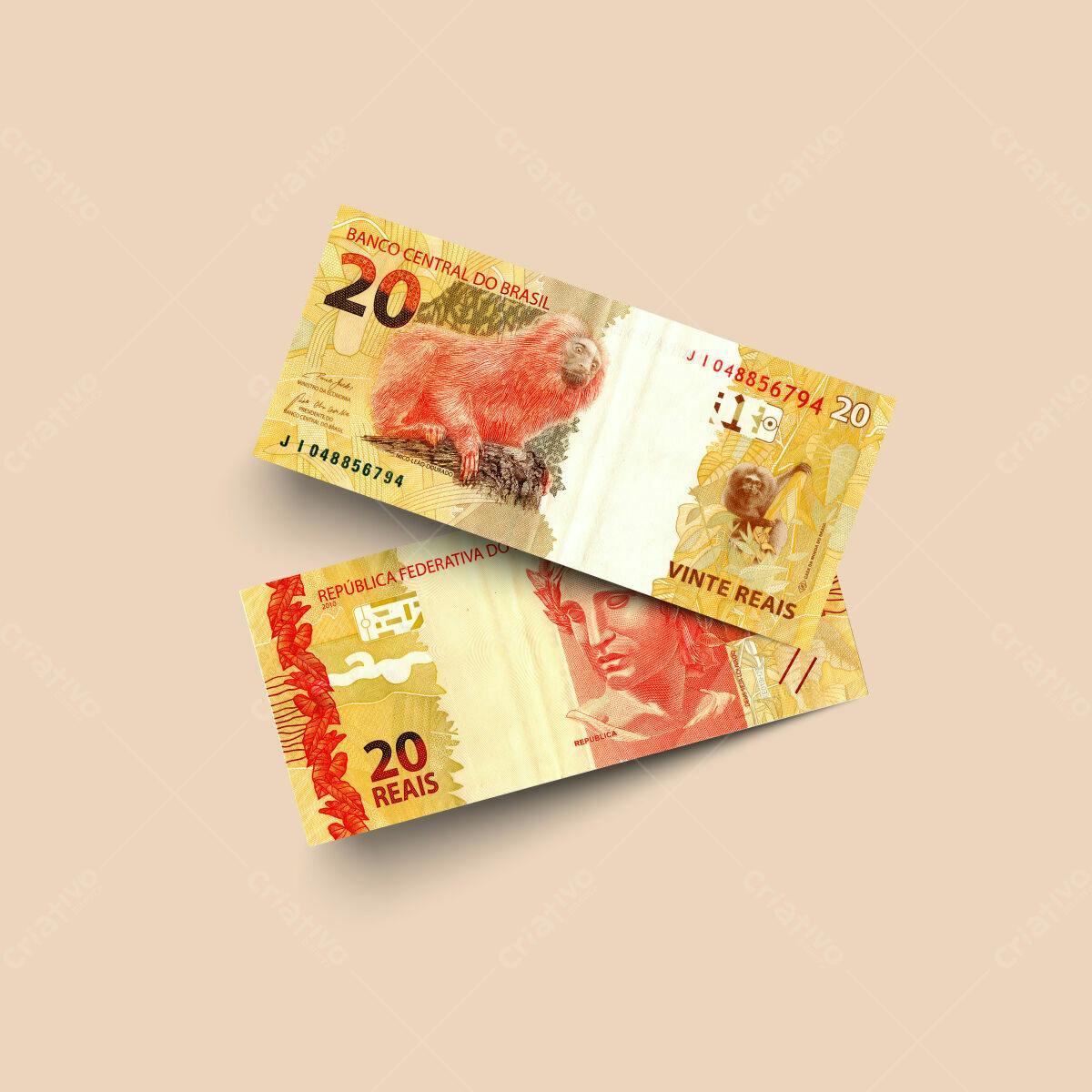 Mockup de Nota de 20 Reais PSD Editável