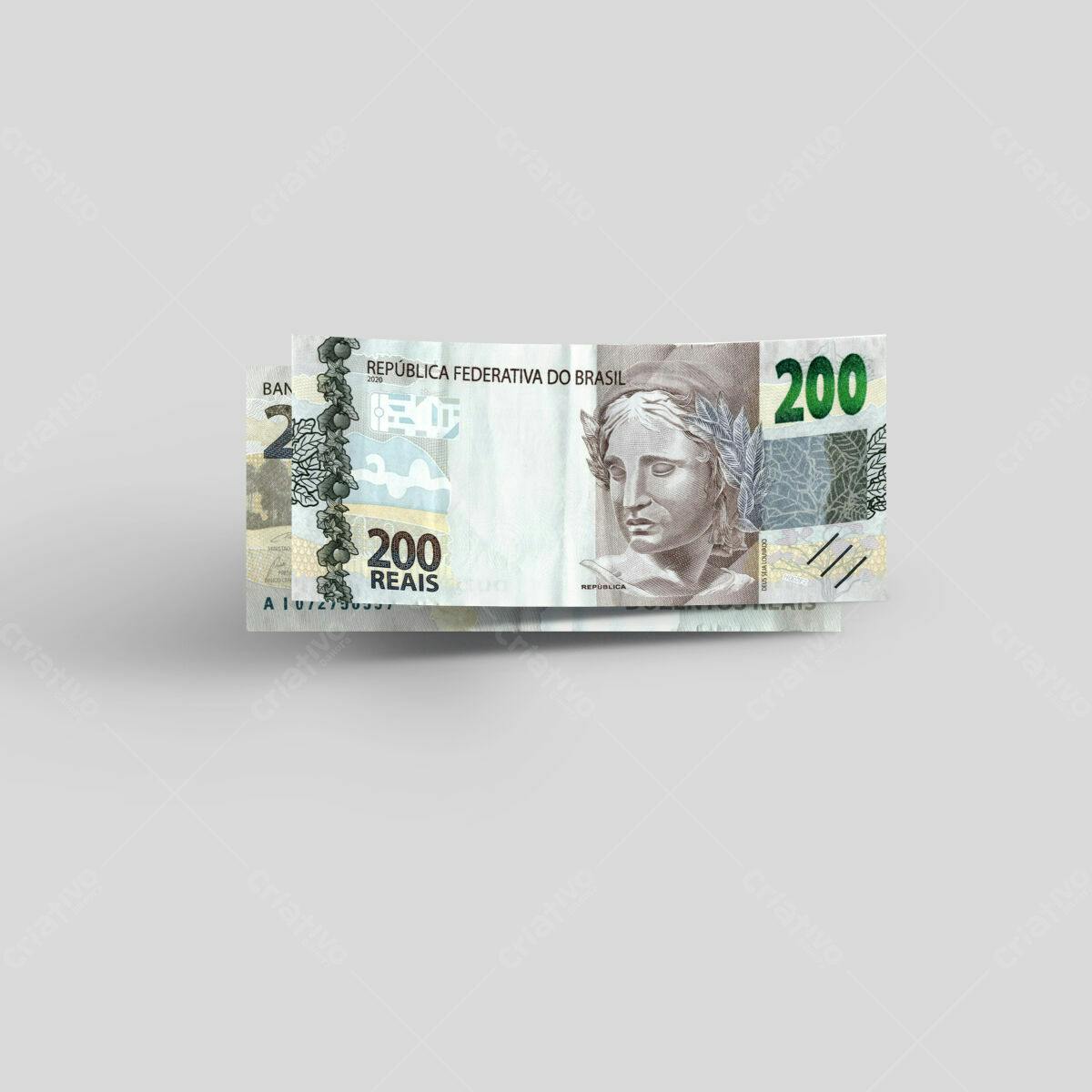 PSD Nota de 200 Reais para Design Financeiro Editável