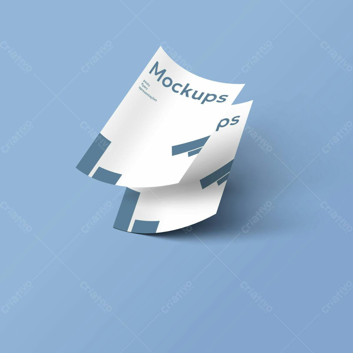 Mockup de Flyer Minimalista Azul e Branco PSD Editável