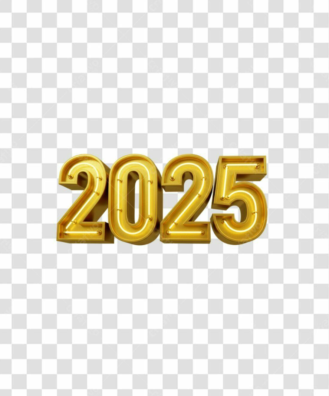 Icone Ano Novo 2025 PNG com fundo transparente