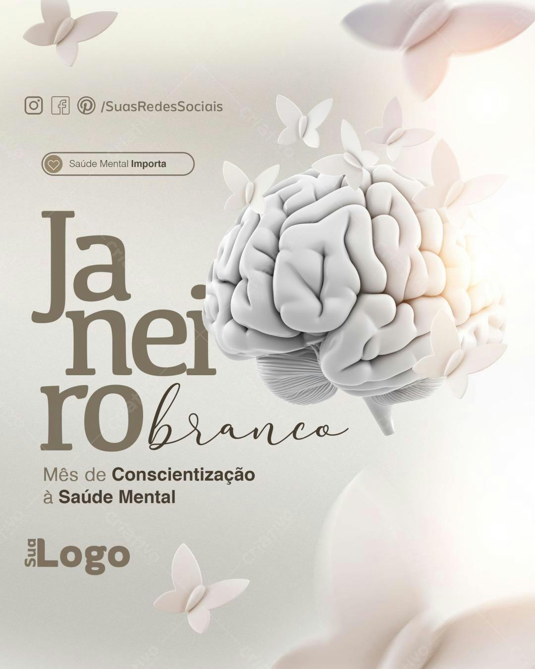 Post para Janeiro Branco PSD Editável