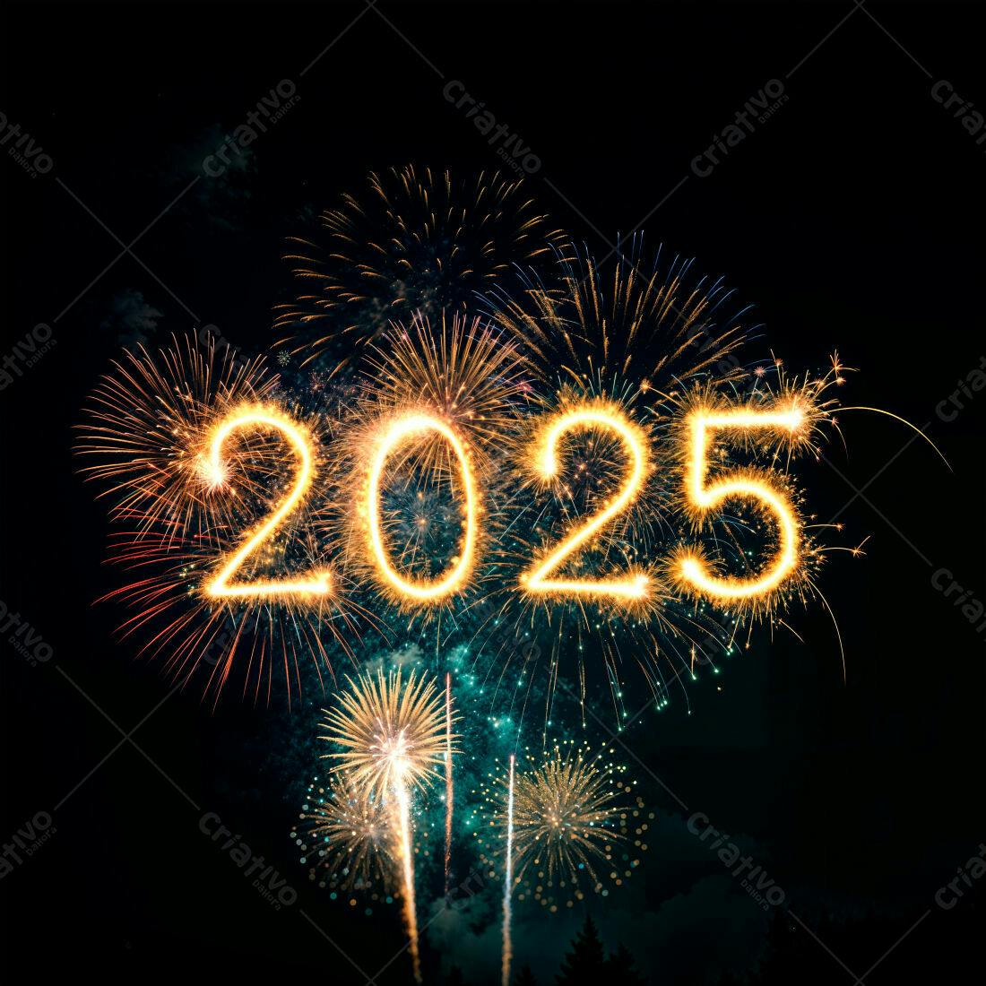 Ano Novo 2025 em fogos de artifício