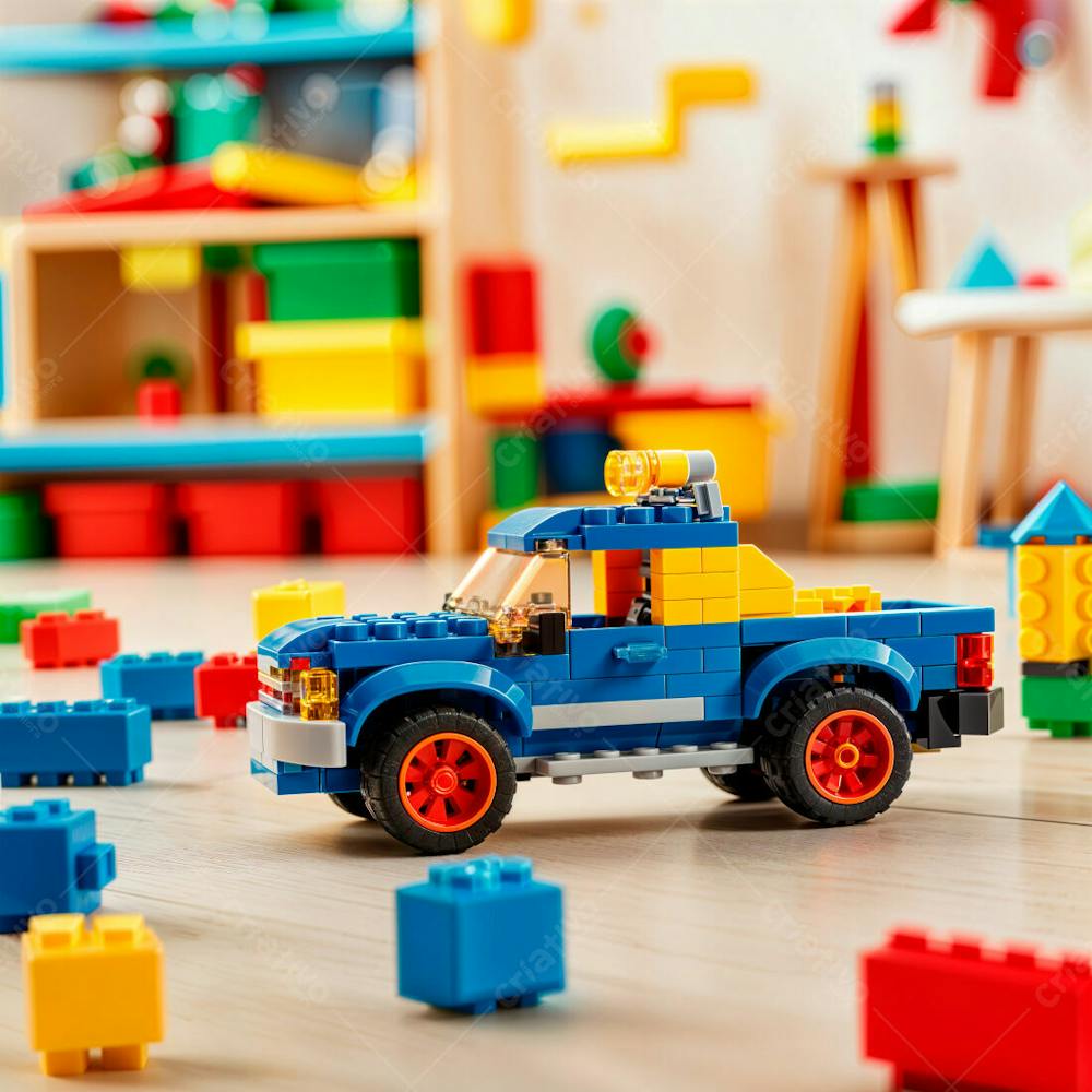 Carro De Brinquedo Feito Com Peças Coloridas