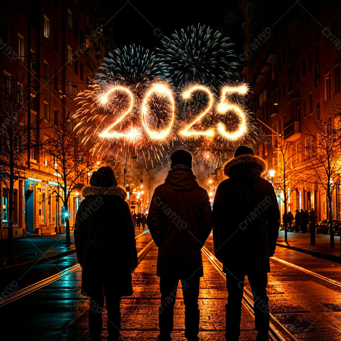 Três amigos celebram Ano Novo 2025