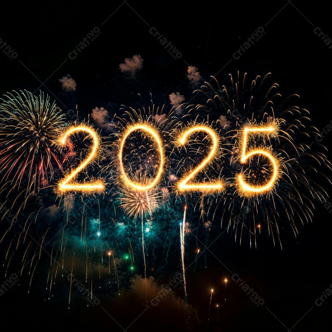 Ano Novo 2025 em fogos de artifício