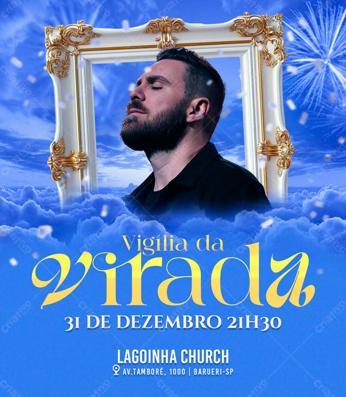 Flyer para Vigília da Virada PSD Editável