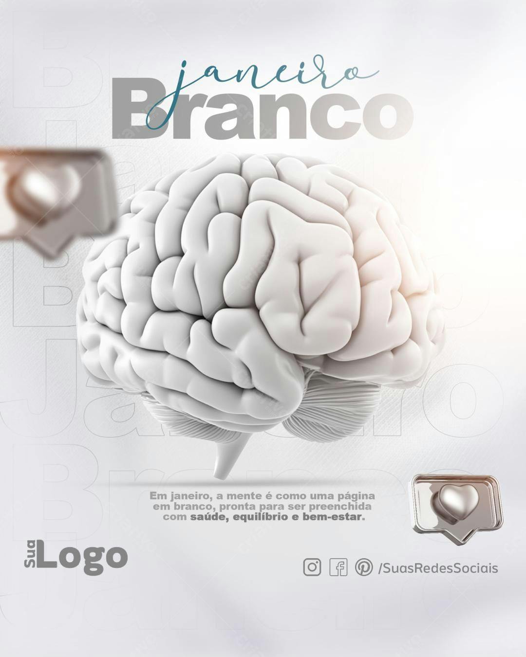 Post para Janeiro Branco PSD Editável