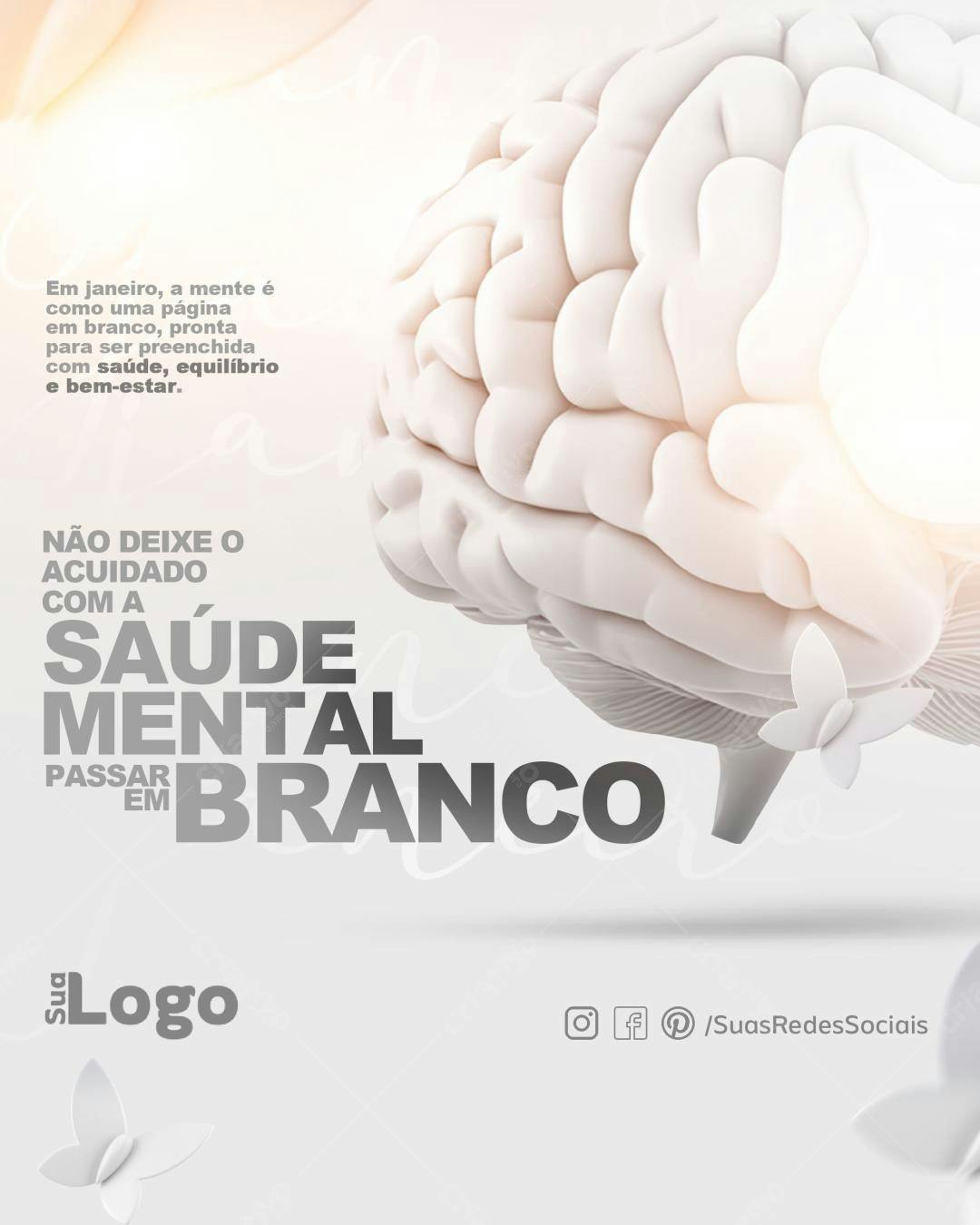 Post para Janeiro Saúde Mental PSD Editável