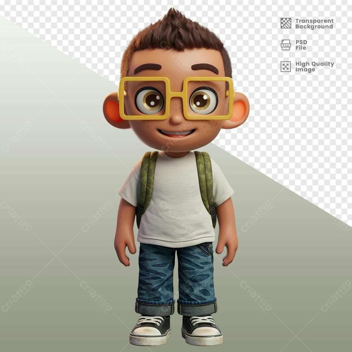 Personagem Cartoon Menino PSD Editável