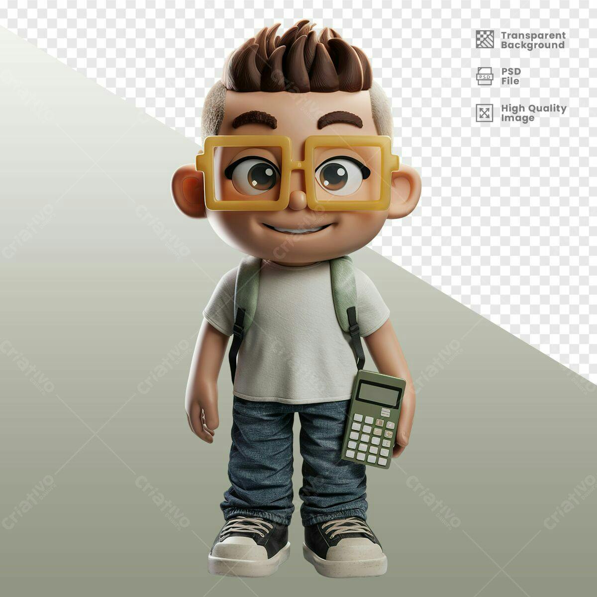Personagem Cartoon para Educação PSD Editável