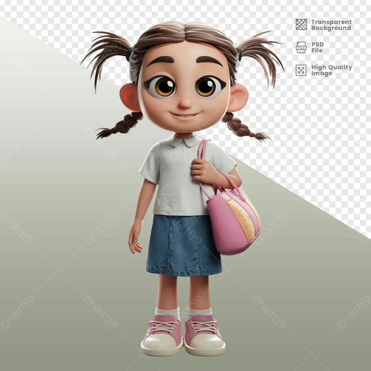 Personagem Cartoon Menina PSD Editável