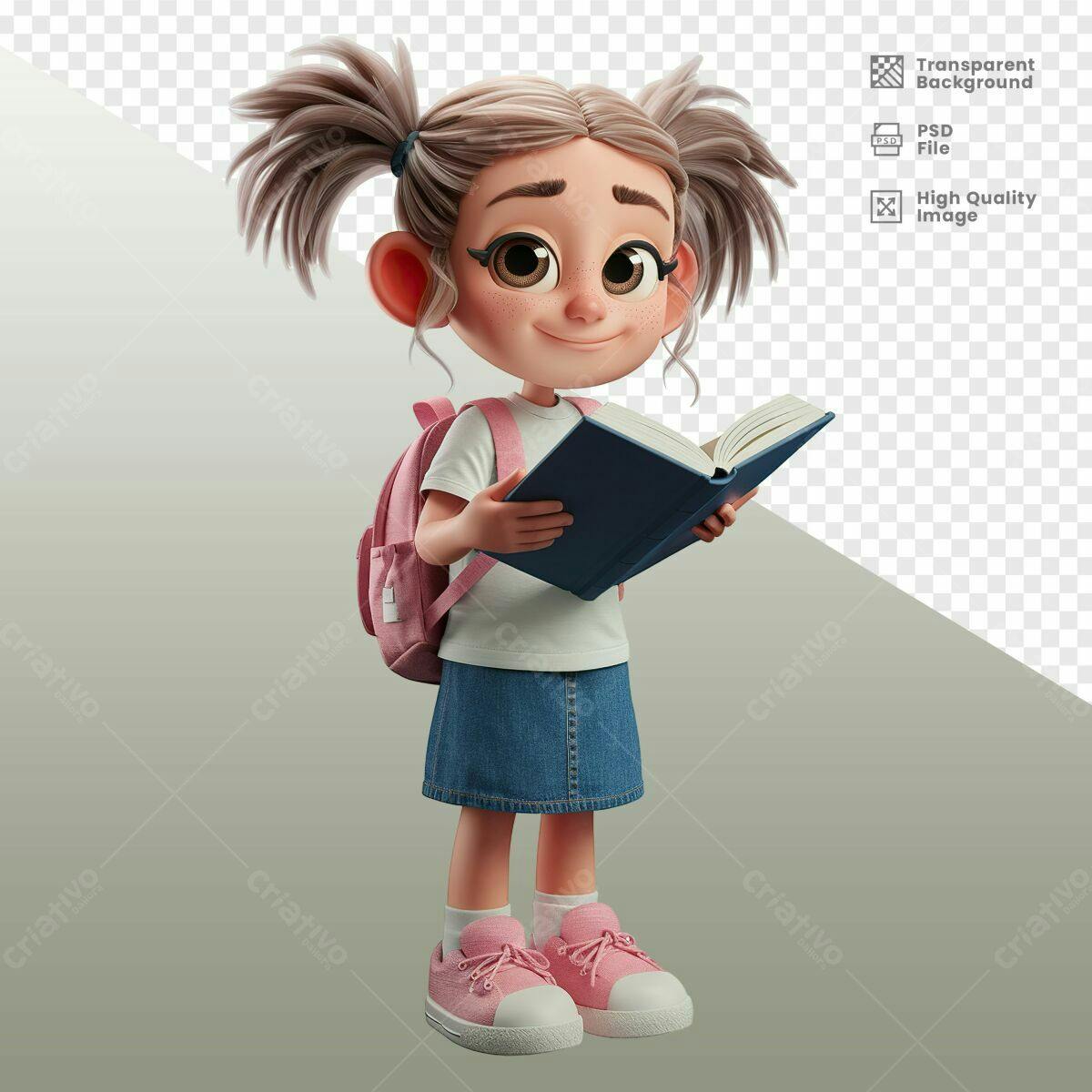 Menina Lendo Livro PSD Editável