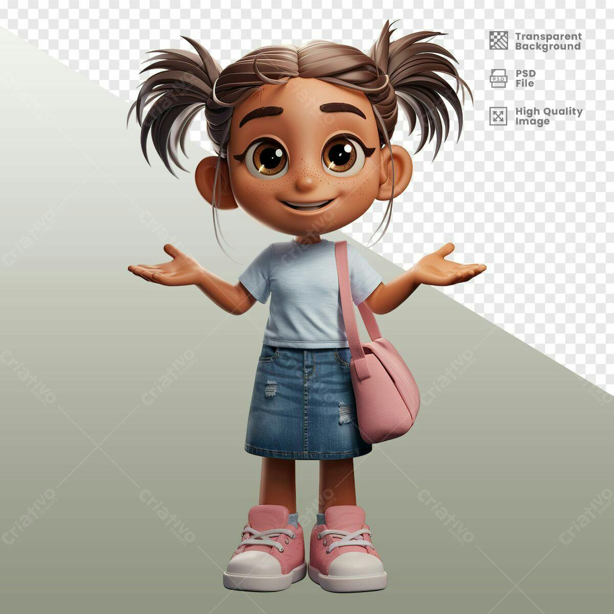 Personagem Cartoon Menina PSD Editável