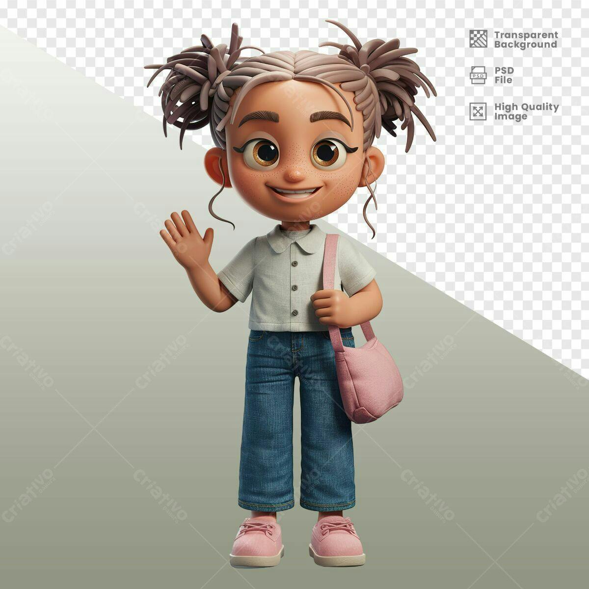 Personagem Cartoon Menina PSD Editável