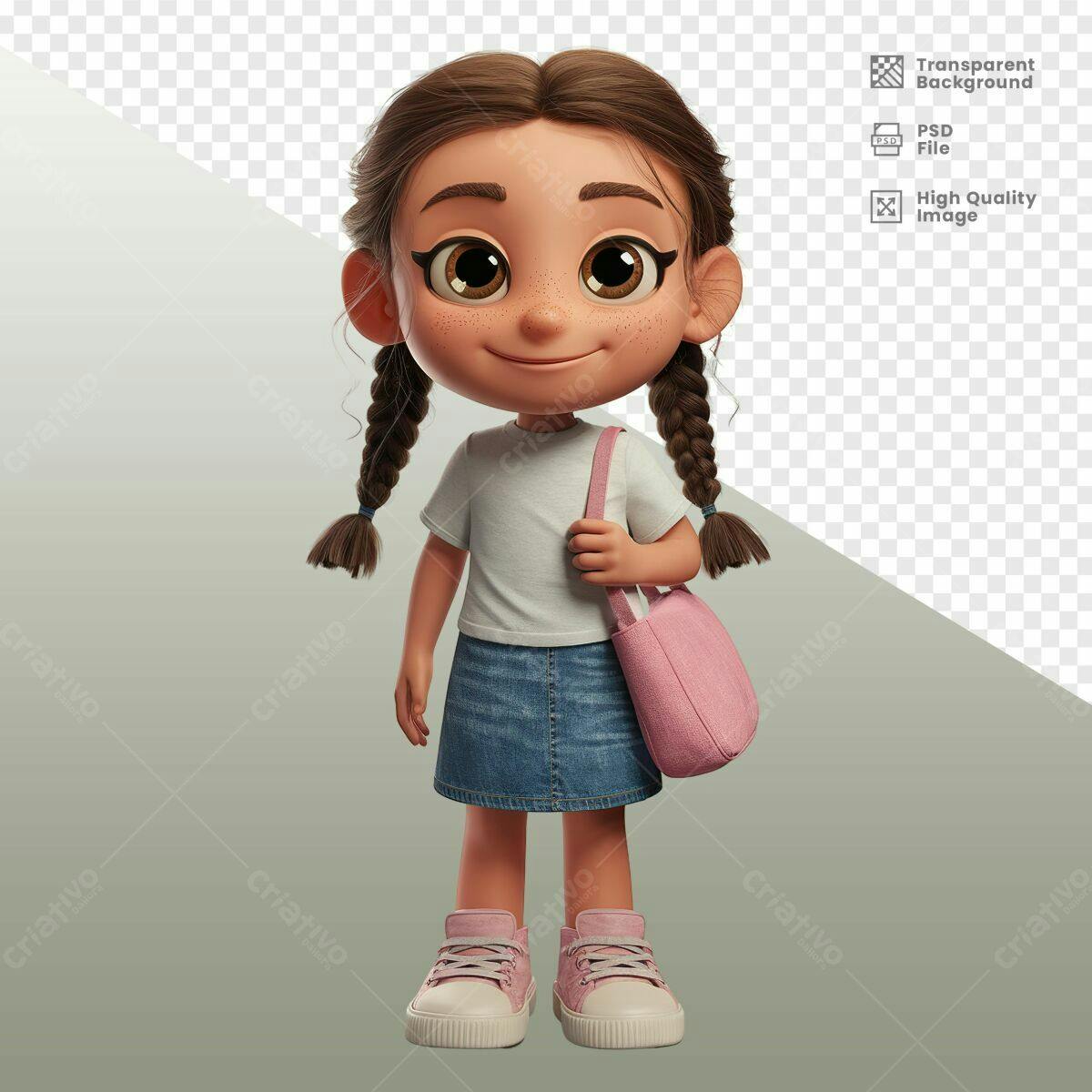 Personagem Cartoon Menina PSD Editável