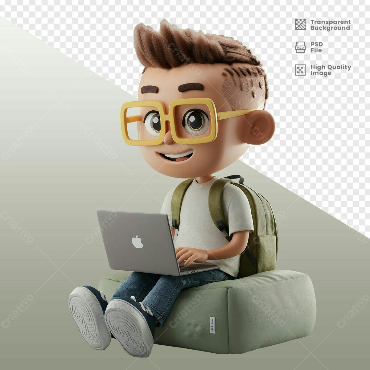 Personagem Cartoon Ilustração PSD Editável