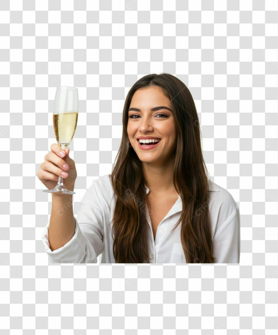 Imagem PNG com fundo transparente mulher brindando champanhe